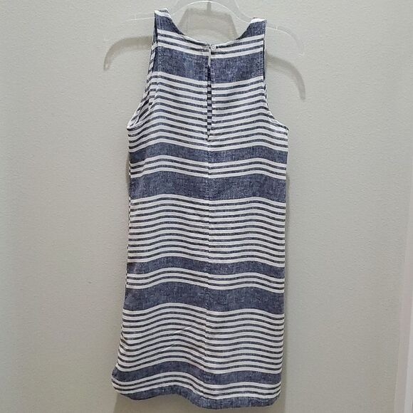 OLD NAVY MIDI SUMMER DRESS, Sz S, Blue/White, Striped, Sleeveless, Linen/Rayon - Picture 6 of 11